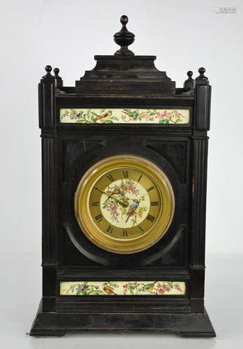 A 19th century ebonised mantle clock, with gilded Roman nume...