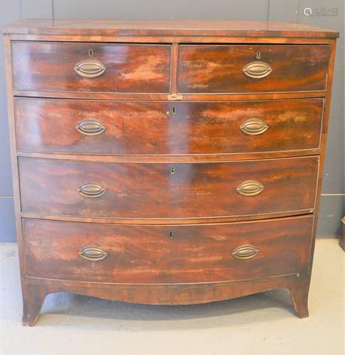 A 19th century mahogany two over three bow fronted chest of ...