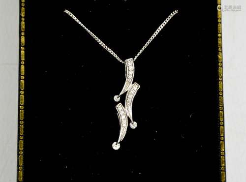 A 9ct white gold and diamond pendant, 3.26g