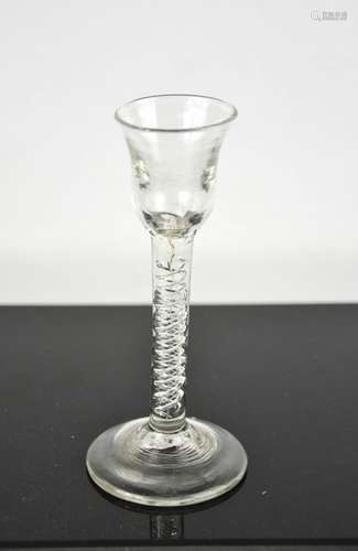 A Georgian glass with airtwist stem, raised pontil, 14½ cm h...