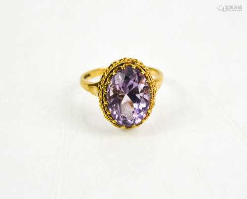 A 9ct gold and amethyst ring, size P, 4.43g