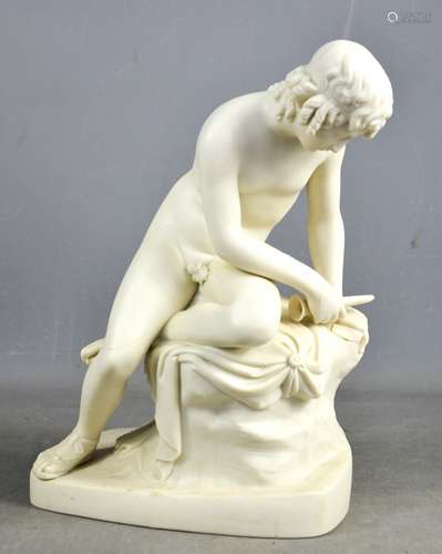 A Parian ware Copeland nude, 30cm high, A/F.