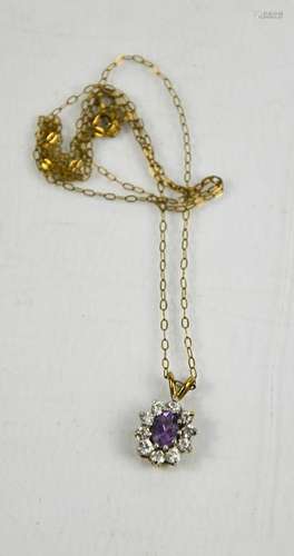 A 9ct gold and amethyst pendant, 1.43g