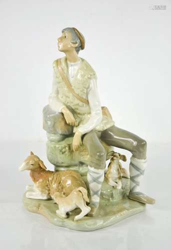 A Lladro porcelain figure group titled Shepherd Resting, num...