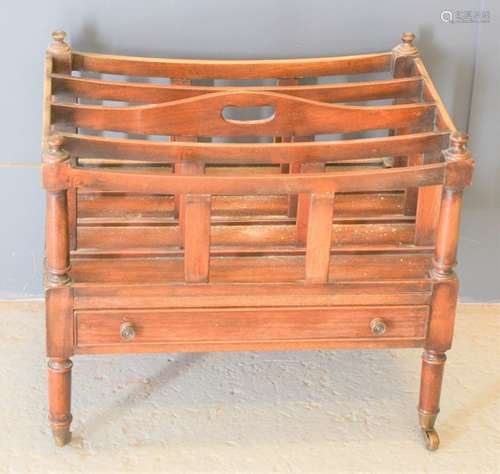 A 1940s mahogany magazine rack with single drawer to front, ...