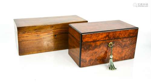 A 19th century box and rosewood tea caddy, with key, 13 by 2...