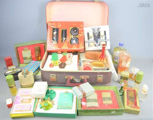 A group of vintage perfumes and soaps together with a vintag...