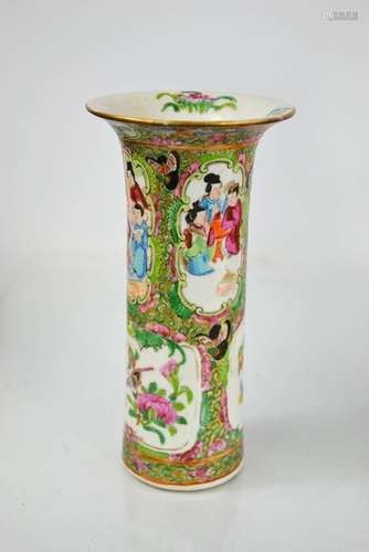 A Chinese 19th century Famille Rose bud vase, 19cm high.