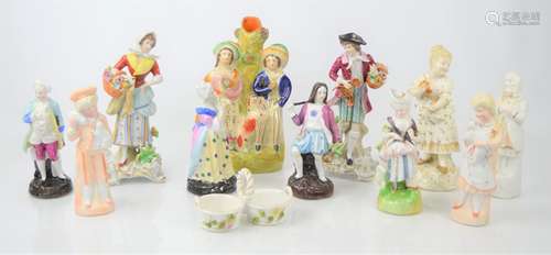 A group of ceramic figures to include Staffordshire and Sitz...