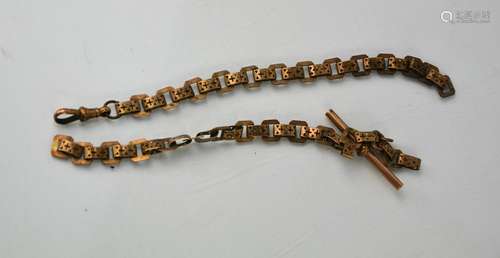 A 9ct rose gold pocket watch chain, 17.5g A/F