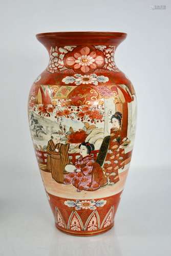 A Chinese Kutani vase, depicting figural vistas, 31cm high.