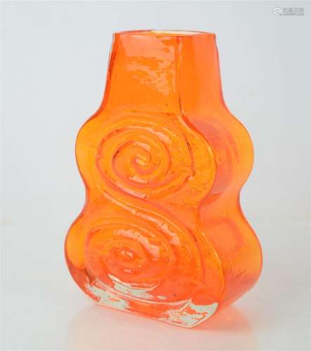 A Whitefriars tangerine Cello vase by Geoffrey Baxter, heigh...