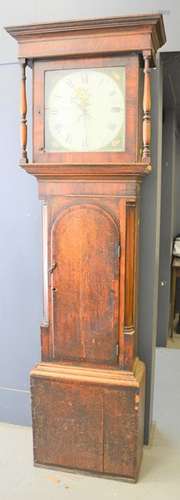 A 19th century oak longcase clock with calendrical indicatio...