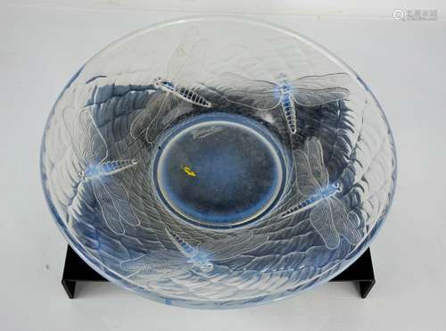 A Barolac iridescent pressed glass bowl, in the dragonfly pa...