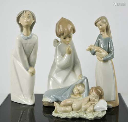 Four Lladro porcelain figurines: Baby Jesus Sleeping, Guardi...