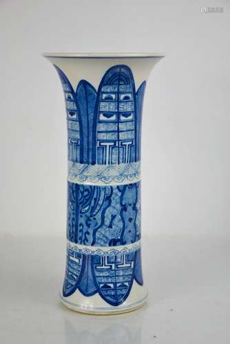 A late 19th century blue and white Chinese vase, with stylis...