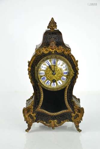 A 19th century French boule work mantle clock, with gilt met...