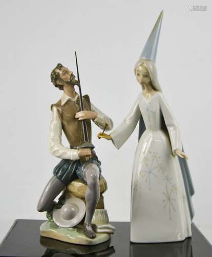 Two Lladro figurines; Fairy Godmother, 4595 and Don Quixote ...