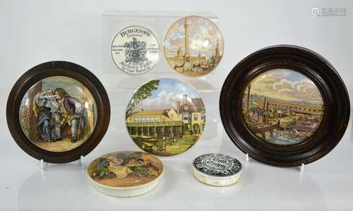 A group of 19th century Prattware pot lids including two fra...