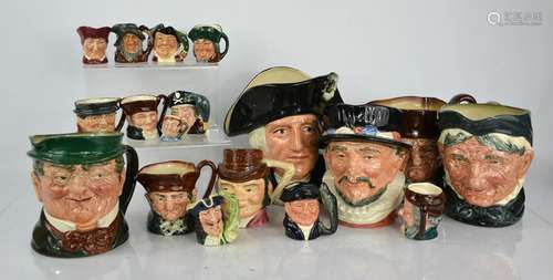 A group of Royal Doulton character jugs, of various size, in...