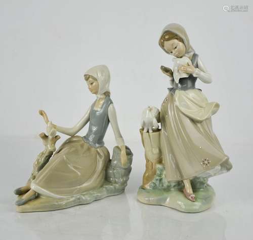 Two Lladro figurines, Girl with Doves and Seated Girl with D...