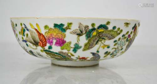 A late 19th / early 20th century enamelled bowl, depicting b...