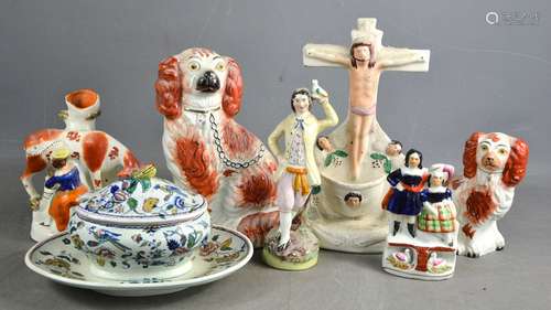 A group of 19th century Victorian Staffordshire pottery, to ...