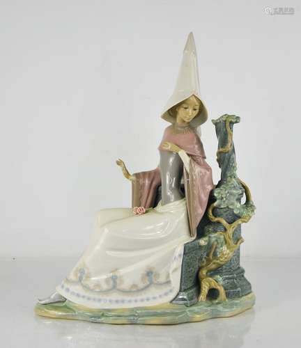 A Lladro porcelain Medieval Lady, 37cm high.