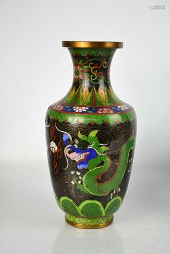 A Chinese cloisonné vase, decorated with polychrome enamel d...