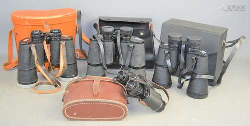 A group of vintage binoculars to include Mark Scheffel, Carl...