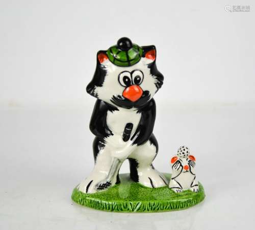 A Lorna Bailey porcelain model golfing cat, 13cm high.