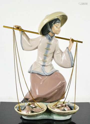 A Lladro figure of girl with scales titled Fish a Plenty, 24...