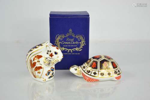 Two Royal Crown Derby animal paperweights; tortoise XLIX and...