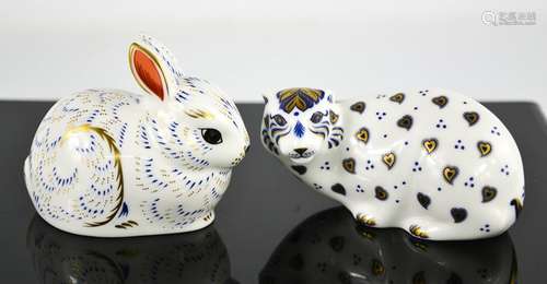 A Royal Crown Derby tiger MMXIV, and bunny MMIV.