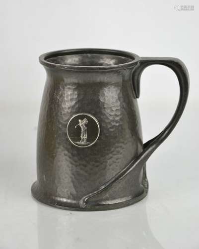 A Liberty & Co. Tudric Pewter mug, with glass base 'the 19th...