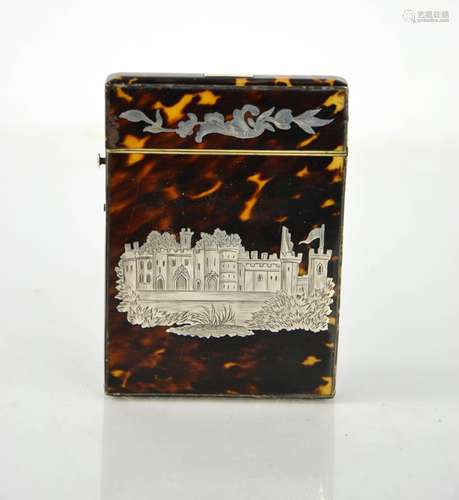 A 19th century silver and tortoiseshell card case, the silve...