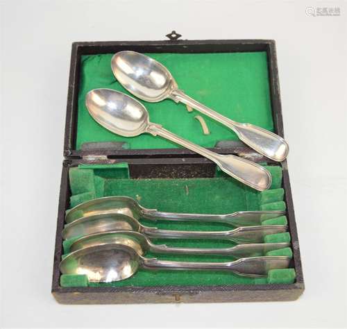 A set of six silver spoons, London 1853, 4.28toz