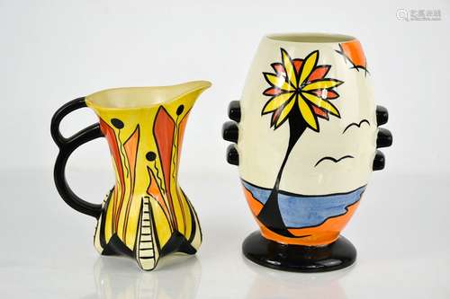 A Lorna Bailey vase titled Beach, and a limited edition jug ...