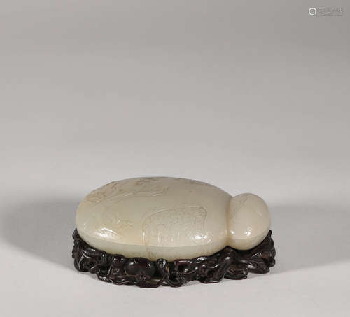 White Jade Pomegranate Round Lid Box