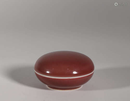 Red Glazed Porcelain Ink Pad Box