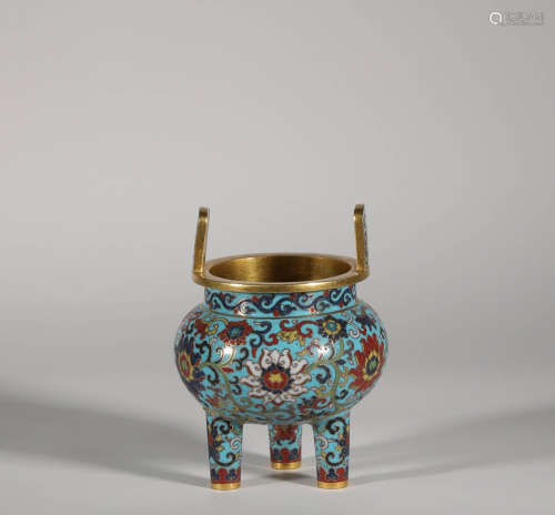 Three-legged Gilt Cloisonne Stove