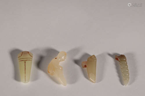A Group Set of Jade Insect Small Figure Bead