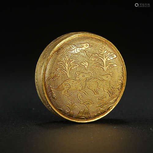 CHINA TANG DYNASTY PURE GOLD POWDER BOX