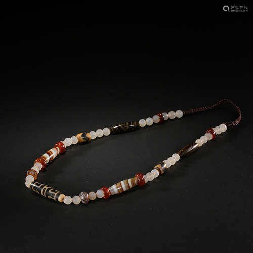 CHINESE TANG DYNASTY DZI BEADS NECKLACE