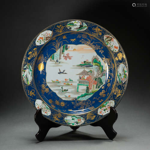CHINESE WUCAI PORCELAIN PLATE, QING DYNASTY