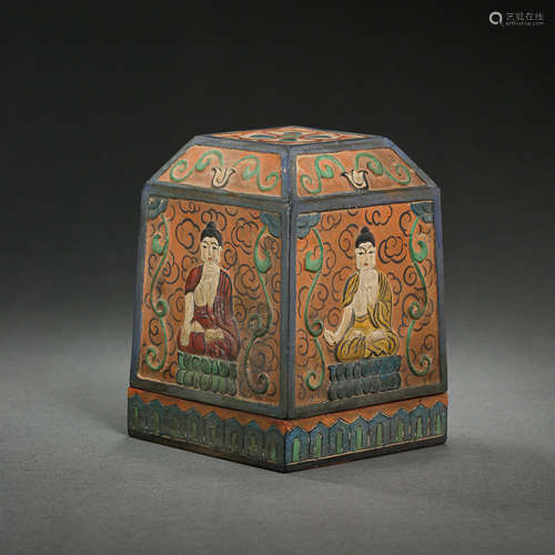 COLOR-PAINTED SHELI HAN OF COLORED GLAZE IN TANG DYNASTY, CH...