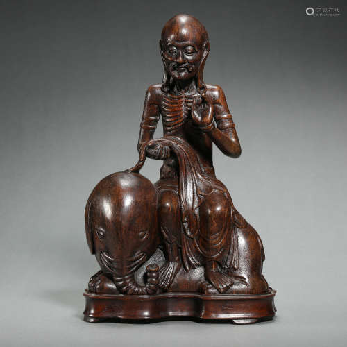 WOOD CARVING SEATED FIGURE, QING DYNASTY, CHINA