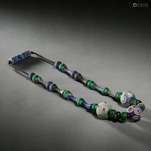 CHINESE TANG DYNASTY AGATE NECKLACE