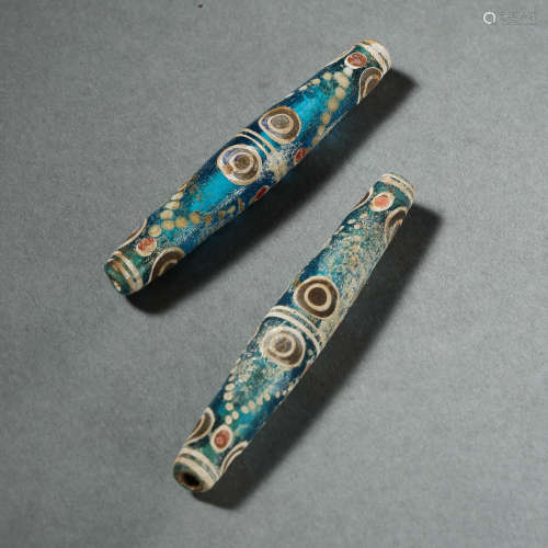 TANG DYNASTY, CHINESE COLORED GLAZED NECKLACE BEADS