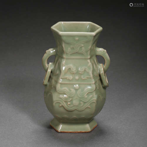 LONGQUAN WARE CELADON DOUBLE-RING EARS VASE, SOUTHERN SONG D...